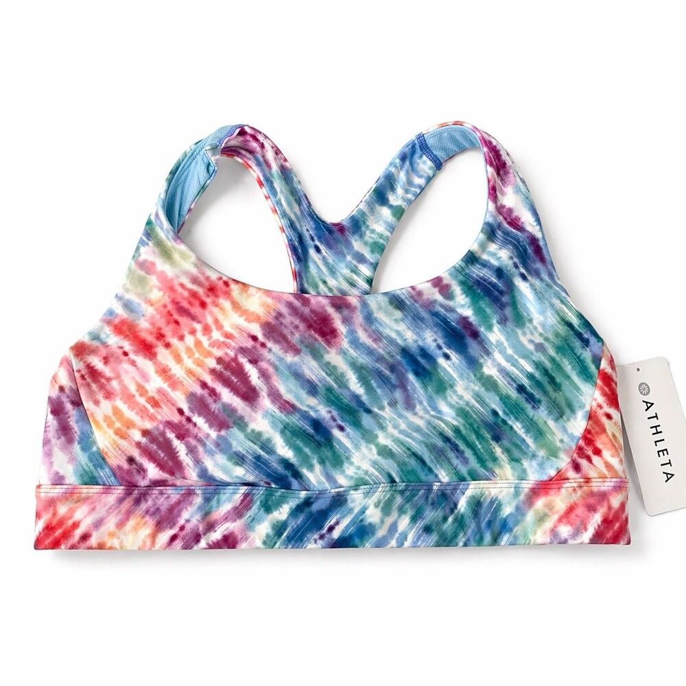 Athleta Womens 1X Sports Bras Ultimate Love Proudly Rainbow Tie Dye NWT